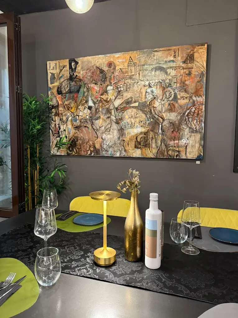 Mixed media, above table six